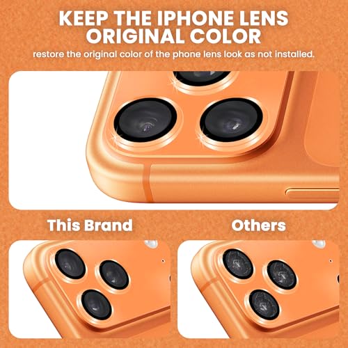 Image of ArmourPro Camera Lens Protector for iPhone 17 Pro Max 6.9-Inch, Full Coverage 9H Tempered Glass Ring Cover, Matte Metal Plate, Case Friendly | Orange, Pack of 1