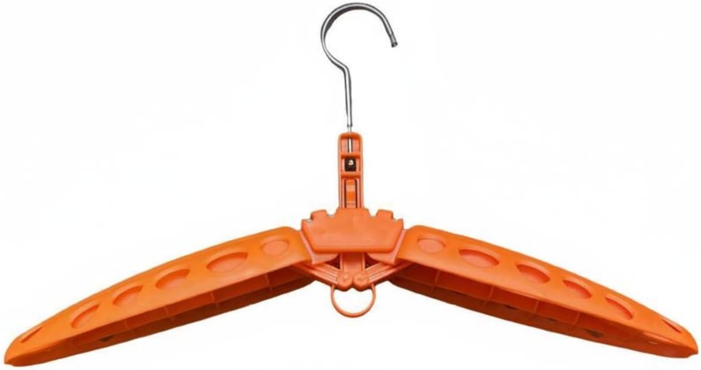 Diving Suit Hanger Scuba Hanger Wetsuit Hanger Hanger with Rigid Frame Anti Slip Texture Wide Shoulders Foldable Space Saving Design Suitable for Travel Dive Centers Home Shelves, Orange