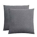 CHUN YI Decorative Throw Pillow Case Covers (Set of 2), Sofa Throw Pillow Cover with Smooth Zipper for Couch Wing Back Chair, Multiple Colors Soft Jacquard Square Pillowcase (Light Gray, 18