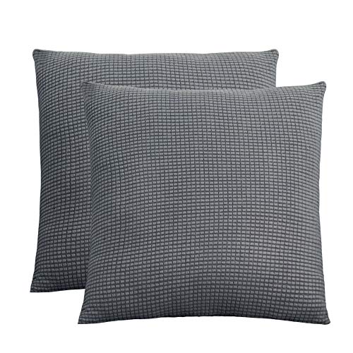 CHUN YI Decorative Throw Pillow Case Covers (Set of 2), Sofa Throw Pillow Cover with Smooth Zipper for Couch Wing Back Chair, Multiple Colors Soft Jacquard Square Pillowcase (Light Gray, 18