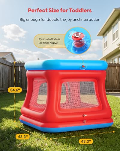Image of QPAU 3-in-1 Inflatable Bounce House with Pump for Toddlers 1-3
