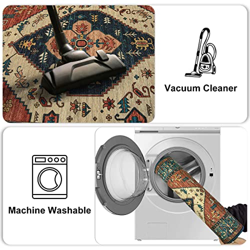 Lahome Thin Vintage Kitchen Rug Set Of 2, Persian Washable Kitchen Runner Oriental Waterproof Standing Mat Oil Resistant Non-Slip Rug For Kitchen Floor, 20X30+20X59 #TOP2