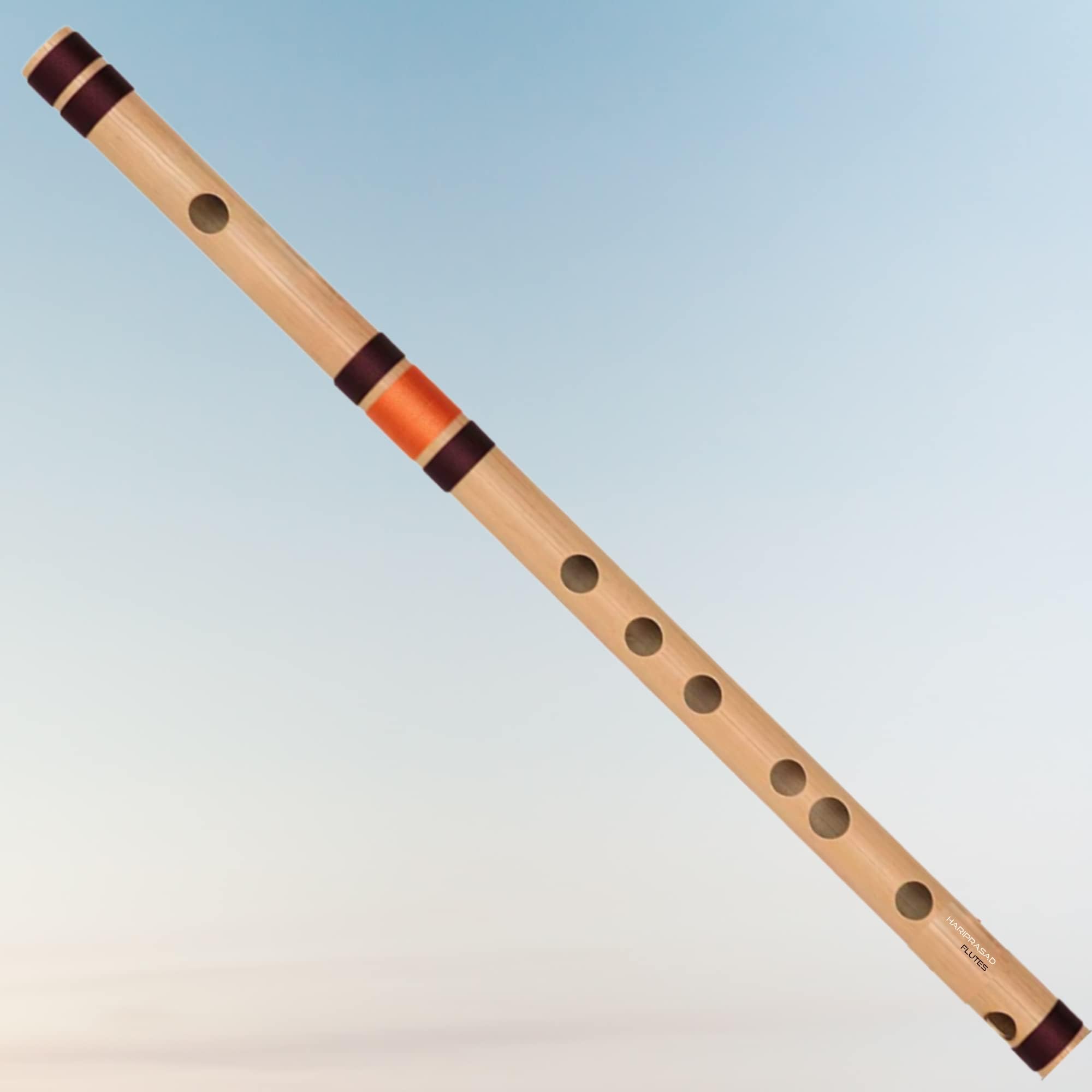 HARIPRASAD Flute Musical Instrument, Original, Beginner, C-Scale/Natural, Right-Handed, Bamboo Banslei, 19 Inches, Approx. (Brown+Orange)