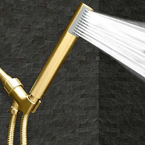 Showermaxx, Luxury Spa Series, Ultra High Pressure Hand Held Shower Head With Extra Long Stainless Steel Hose, Maxx-Imize Your Shower With Showerhead In Polished Brass/Gold Finish #TOP6