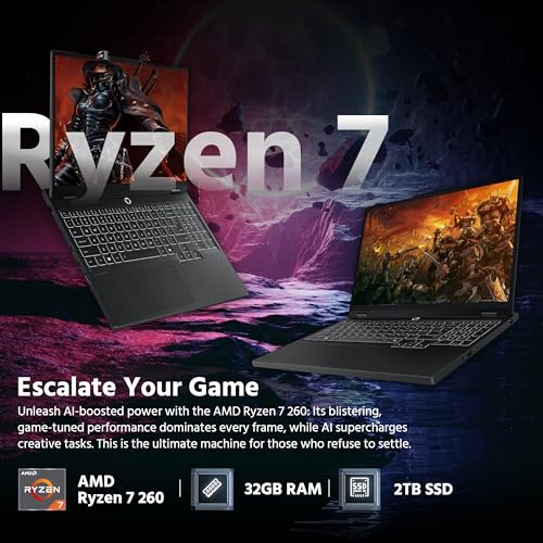 Legion 5 - Computer portatile da gioco WQXGA 165Hz OLED con tecnologia AI, AMD Ryzen 7 260, GeForce RTX 5060 GDDR7, 32 GB DDR5, SSD da 2 TB, tastiera retroilluminata, Wi-Fi, Win 11 Pro, nero - Notebook - Immagine 2