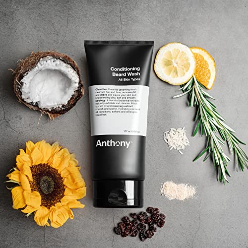 Anthony Conditioning Beard Wash, 6 Fl Oz, Contains Botanical And Rosemary Extracts, Black Currant And Coconut Oils, Cleanses, Hydrates, Softens, And Detangles Beard Hair #TOP2
