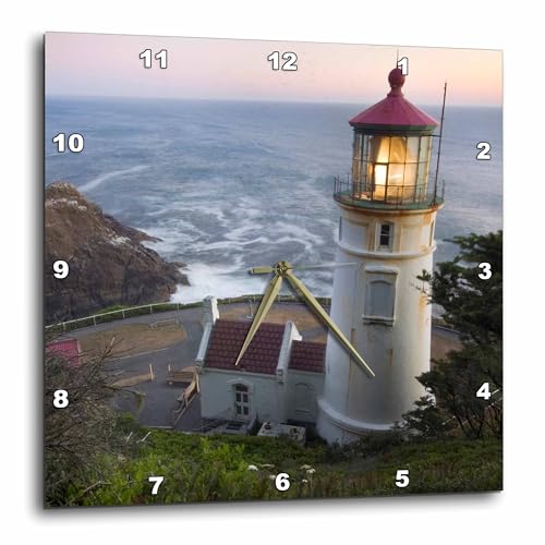 3 d Rose Haceta Head Lighthouse, Oregon, USA US 38 RKL 0018 Raymond Klass Wall Clock, 13 by 13