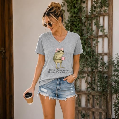 Finebuy First of All Jesus Thinks I'm A Delight Tshirt Jesus Thinks Im A Delight Shirt Christian Frog Graphic Tees