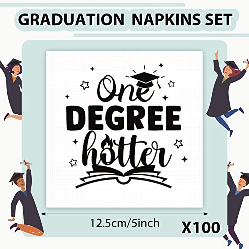 100Pcs Funny Graduation Napkins Supplies Disposable One Degree Hotter College Beverage Drinks Napkins Paper Decorations For Graduation Holiday Birthday Party Dinner Table Decor #TOP1