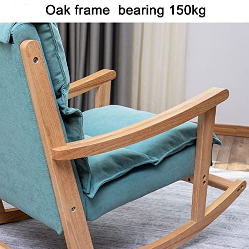 Cadeira de balanço estofada, cadeira de balanço com estrutura de madeira de borracha e almofada remo