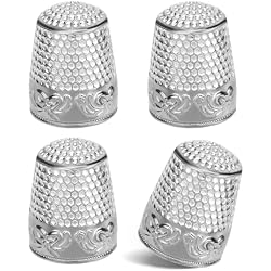 ZMAAGG 4PCS Sewing Thimbles for Hand Sewing, Metal Finger Protector, Quilting Craft Accessories for Knitting Needlework DIY Tools