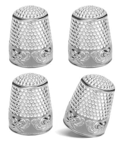 ZMAAGG 4PCS Sewing Thimbles for Hand Sewing Metal Finger Protector Quilting Craft Accessories for Knitting Needlework DIY Tools