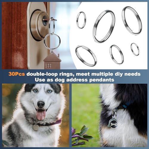 HUSAIHU 30Pcs Key Ring Hoops (10/15/20/25/30/35mm), Round Silver Key Rings, Stainless Steel Split Rings - Image 4
