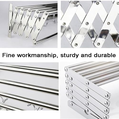 Porte-vêtements pliable mural rétractable en acier inoxydable - 4