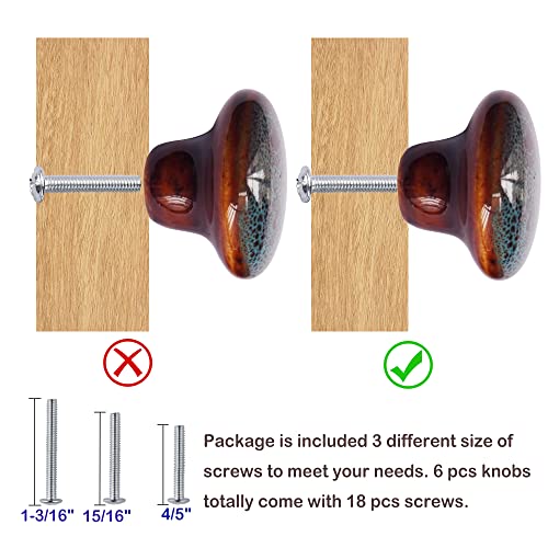 Perphin Vintage Round Cabinet Knobs Glazed Ceramic Round Knobs For Dresser Drawer, Antique Drawer Pull For Home Decor Door Handles (6, Vintage Blue 38Mm) #TOP5