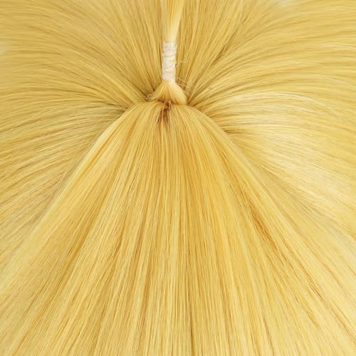 Image of Half and Half Panty Cosplay Wig Long Blonde Anime Wig with Bangs Golden Spiky Layered Peach Costume Wigs Synthetic Hair for Women Halloween Party