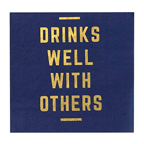 X&O Paper Goods Drinks Well With Others Servietten, Blau
