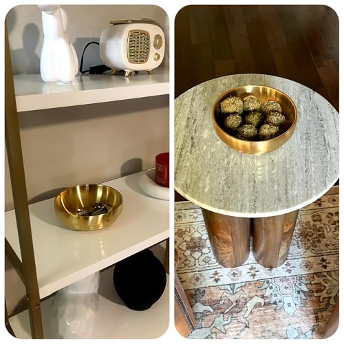 7.4 inch Gold Decorative Bowl for Home Decor - Modern Fruit Bowl for Kitchen Counter, Key Catch All & Entryway Table Centerpiece, Stylish Golden Finish - Image 5