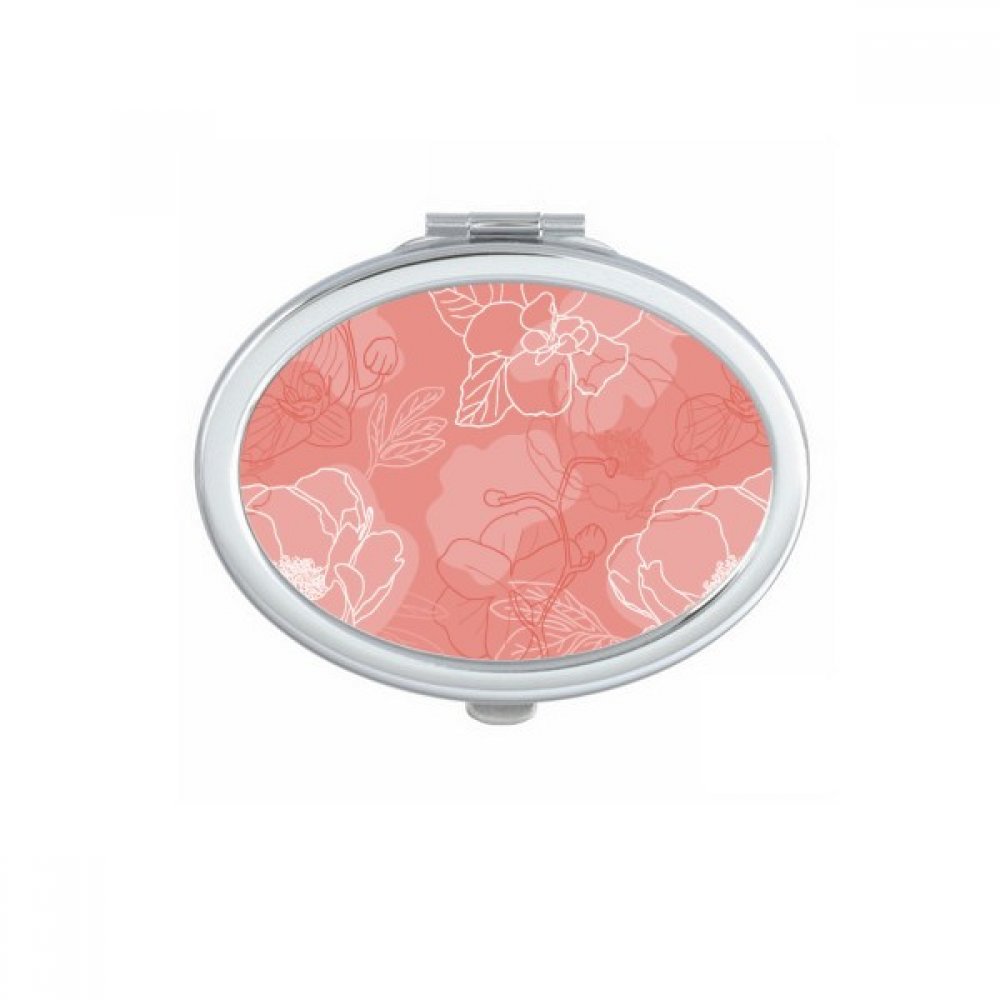 Miroir de maquillage portable ovale avec motif floral pour un style au quotidien