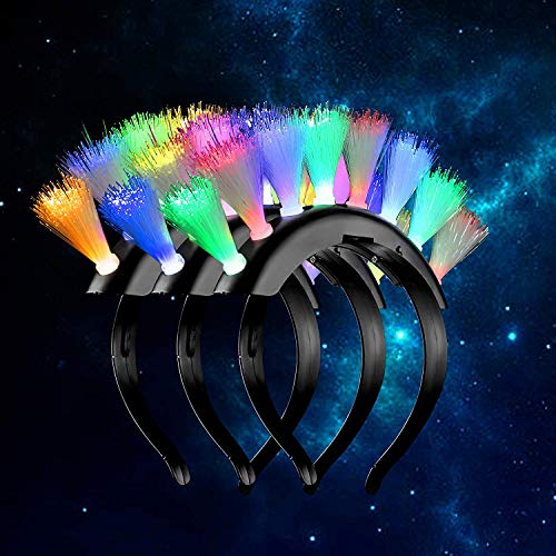 Fun Central LED Light Up Fiber Optic Mohawk Wig Headband for Women & Men - Thumbnail 3