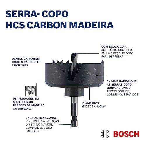 Serra copo Bosch para madeira ø 60 mm, 2 3/8