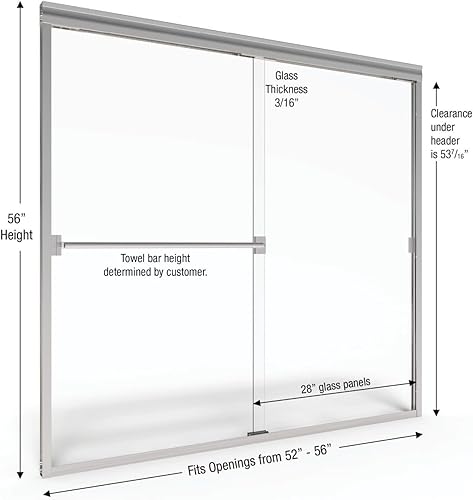 Miniatura 9 de Basco Shower Door CLCH05A5656OBSV Puerta de bañera semi-sin marco clásica, plata, cromo