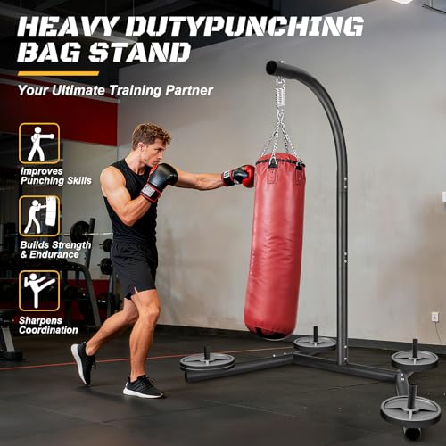JUOIFIP Upgraded Punching Bag Stand, Heavy Duty Boxing Stand, Steel Sandbag Rack Boxing Bag Stand, Freestanding Durable Training Equipment for Home & Gym Fitness Stable Steel, Stand Only by JUOIFIP - Image 7