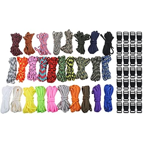 56Pcs 28 Color 10 Ft Paracord,Parachute Cord Paracord 550 with Buckles Tent Rope for Lanyards Keychain Dog Collar Outdoor Survival Rope Cover