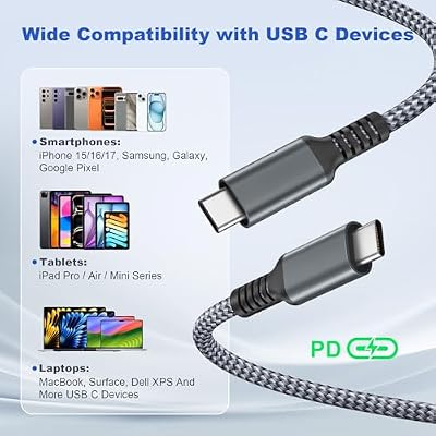 Basesailor USB C to USB C 60W Cable 10ft/2Pack with 90 Degree USB C Adapter 3Pack for iPhone 17 16 15 Max Pro,MacBook,iPad Air 4 5th Mini 6 6th,Samsung Galaxy AI S24 S23 S22 Plus Ultra