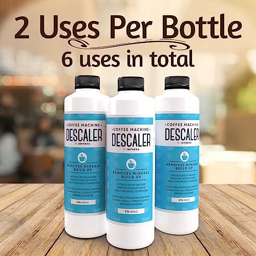 Image of IMPRESA Coffee Machine Descaler - Machine-Safe Formula & Descaling Solution - Universal Descaler for Coffee Maker Compatible with Keurig, Nespresso, Breville & More - 3 Pack, 6 Uses, Made in USA