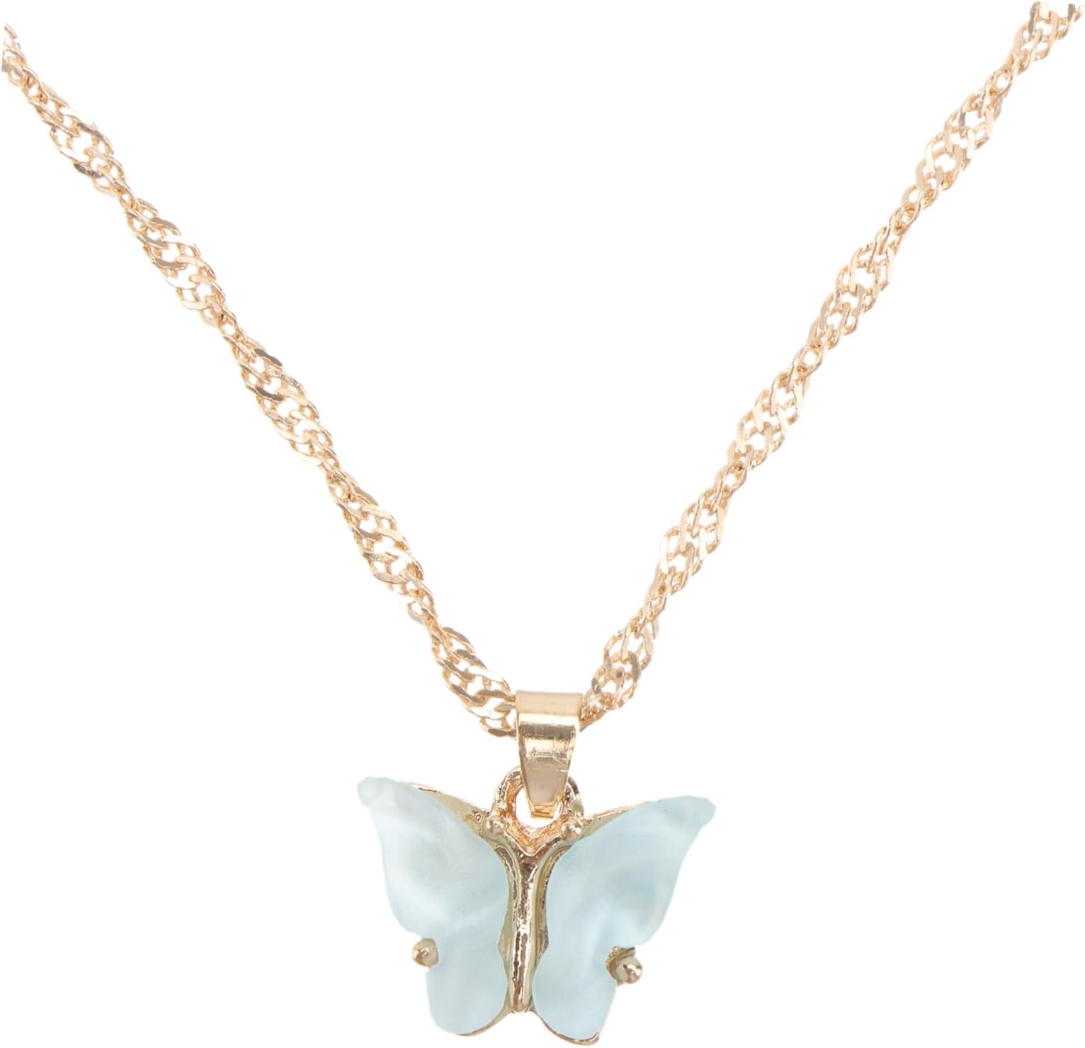 Butterfly Necklace Wedding Anniversary Jewelry Butterfly Chain Necklace Decorative Collarbone Chain Choker s Delicate Girl Blue Alloy