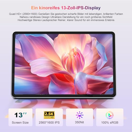 Ninkear 2-in-1 Laptop, 13 2.5K Touchscreen mit Tablet, Intel Ultra 5 115U AI CPU (Bis zu 4,2GHz), 16GB LPDDR5, 1TB SSD, Intel Grafik 1.8GHz, Wi-Fi 6, RGB Tastatur, Win11 Laptop für Arbeit und Reisen