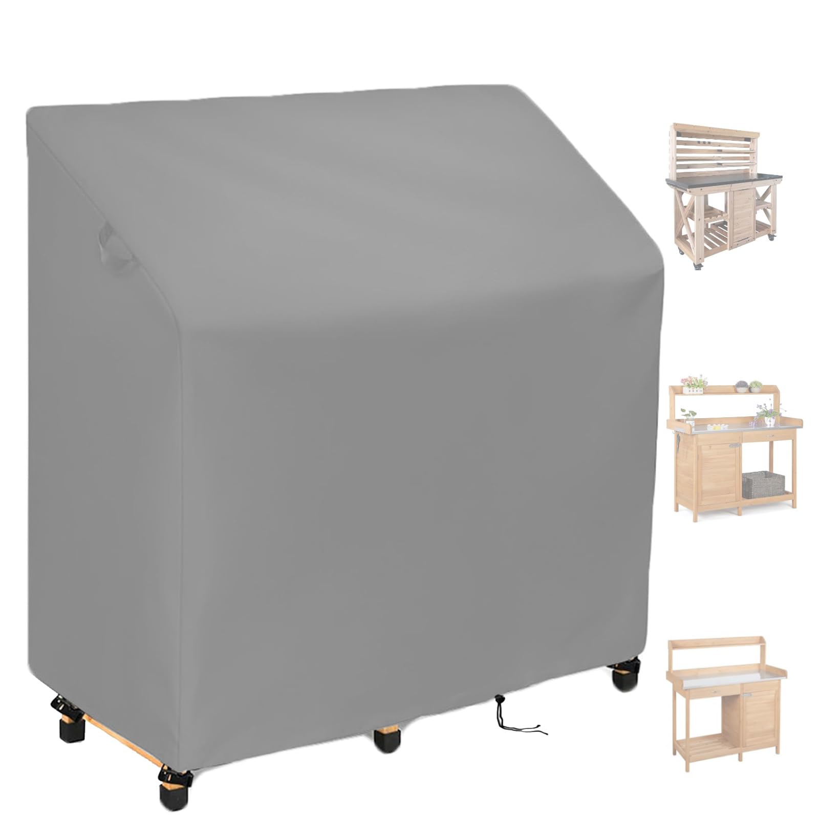 Crysterris Grey 420D Oxford Potting Table Covers ,Waterproof Garden Workbench Protective With Drawstring,Outdoor Greenhouse Potting Bench Protection With Locks Planting Germination(Size:210d：115*51*122Cm,Color:grey)
