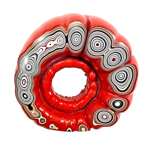 DVHdesigns Genuine Orange Fordite Specimen Donut Buck Hole Polished Face Chv Frd Jp (6714)