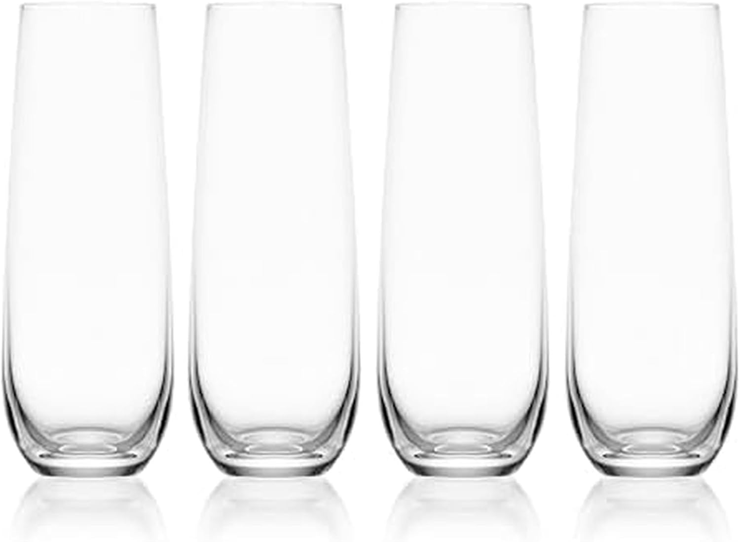 Mikasa Lana Stemless Champagne Flutes Glasses, Set of 4, 9.5 Ounce, Clear