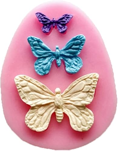 Miniatura 2 de Mini moldes de silicona de mariposa 3D de grado alimenticio, moldes de chocolate antiadherentes con forma de mariposa de 3 cavidades, molde para