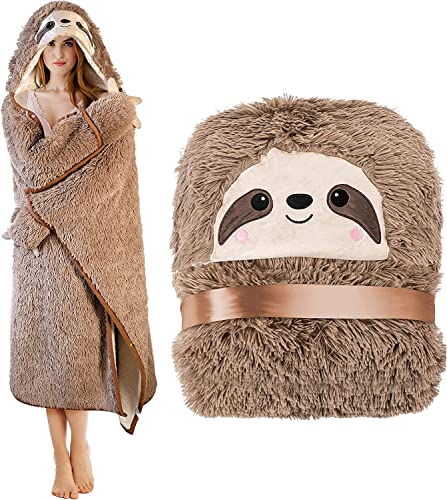Lanqinglv Braun Faultier Geschenk für Frauen,Flauschig Plüsch Kuscheldecke Flanell Fleecedecke,Sloth Kuscheldecke Warme Wohndecke Tragbare Decke mit...