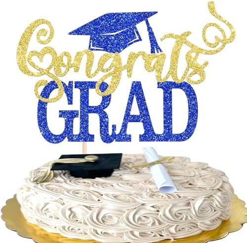 1 Stück Glitzer Congrats Grad Cake Topper 2026 Abschluss Thema Tortendeko Abschlusskappe Abschluss Tortenspitze Abitur 2026 Kuchen Deko für Abschlussfeier Thema Party Kuchen Dekora