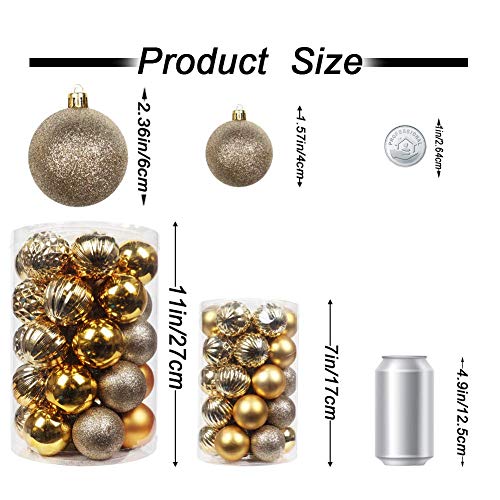 34 Stücke Weihnachtskugeln 4cm 6cm Christbaumkugeln Kunststoff Weihnachtsbaumschmuck Weihnachtsbaum Kugeln Deko (Gold, 4 cm)