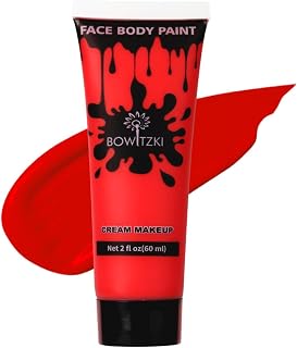 Bowitzki Face and Body Paint 2oz Cream Makeup 60ml Water Based Face Painting Special Effects For Adults Children Kids Halloween Christmas Party Stage Cosplay (Red)
