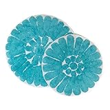 Chesapeake Merchandising Bursting Flower 2-Piece Bath Rug Set, White/Aqua