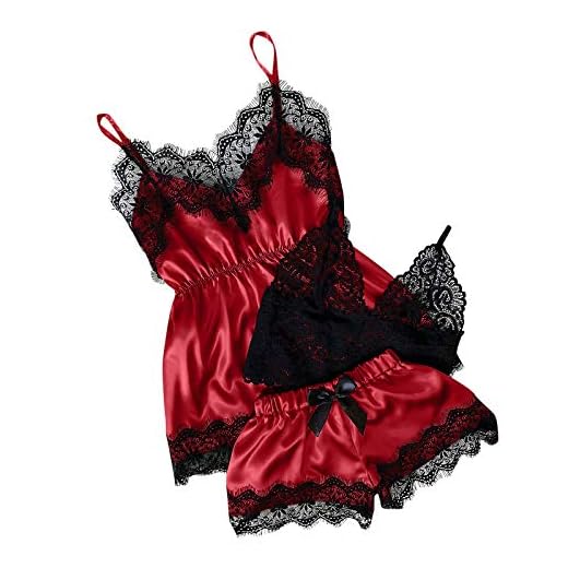 Foiya 3-delad pyjamas spets slinga shorts set dam pyjamas satin spets pyjamas camisole sexig rosett shorts set (topp + shorts + BH)