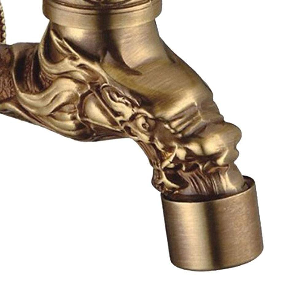 Grifo de Grifo de jardín Retro, Acabado de latón Antiguo, Montaje en Pared para baño, decoración de Lavadora, grifos de jardín al Aire Libre, Grifo de Agua, Grifo para Recipiente