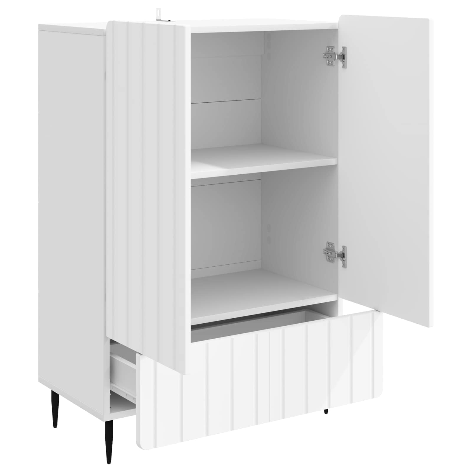 Credenza bianca, 66 x 34,5 x 97 cm, comò con cassetto e ante