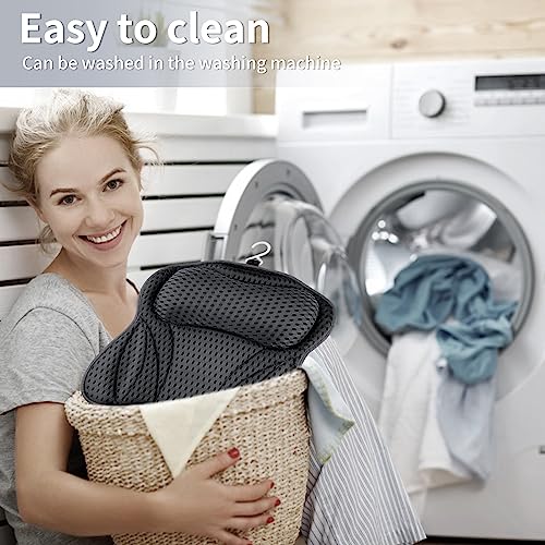 Shodiffy Badewannenkissen Nacken, 4D Mesh Kissen für Badewanne mit 6 Saugnäpfen, Stützt Kopf, Nacken, Schultern, Rücken, Grau