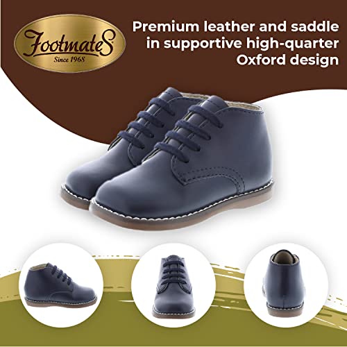 Footmates Todd Lace-Up Bootie Leather Toddler And Baby Walking Shoes With Wide Toe Box And Custom-Fit Insoles, Non-Marking Outsoles, Navy - 3 Infant (0-12 Months) #TOP5