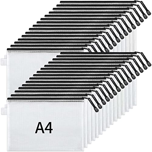 LUAMY 30パック ジッパーメッシュ ドキュメントポーチ 防水ファイルバッグ レターサイズ/A4サイズ 多目的整理用 オフィス用品 コスメ 旅行アクセサリー