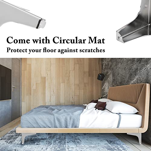 Mildwoo Metal Furniture Legs 4 Inch, Couch Legs Set Of 8, Silver Modern Dresser Legs, Triangle Replacement Corner Furniture Feet For Sofa, Table, Bed, Cabinet, Chair, Ottoman #TOP4