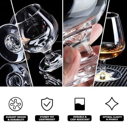 Image of Cognac Glasses, Set of 4 Brandy Snifter Glasses, 11.5 Oz Short Wine Glass, Short Stem Wine Glass Set for Bourbon, Cognac, Brandy, Drinking Cups (4 PCS)