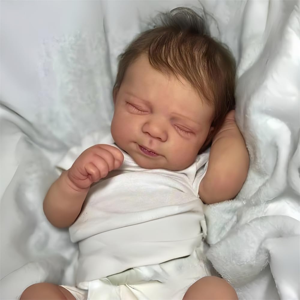 MAIHAO Bambole Reborn Maschio 18 pollici Bambole Reborn Corpo Morbido Tessuto, Originali Sembra un vero Bambino, Bambole Reincarnate Bambola Reale Ragazzo con gli occhi chiusi (2-bianco)
